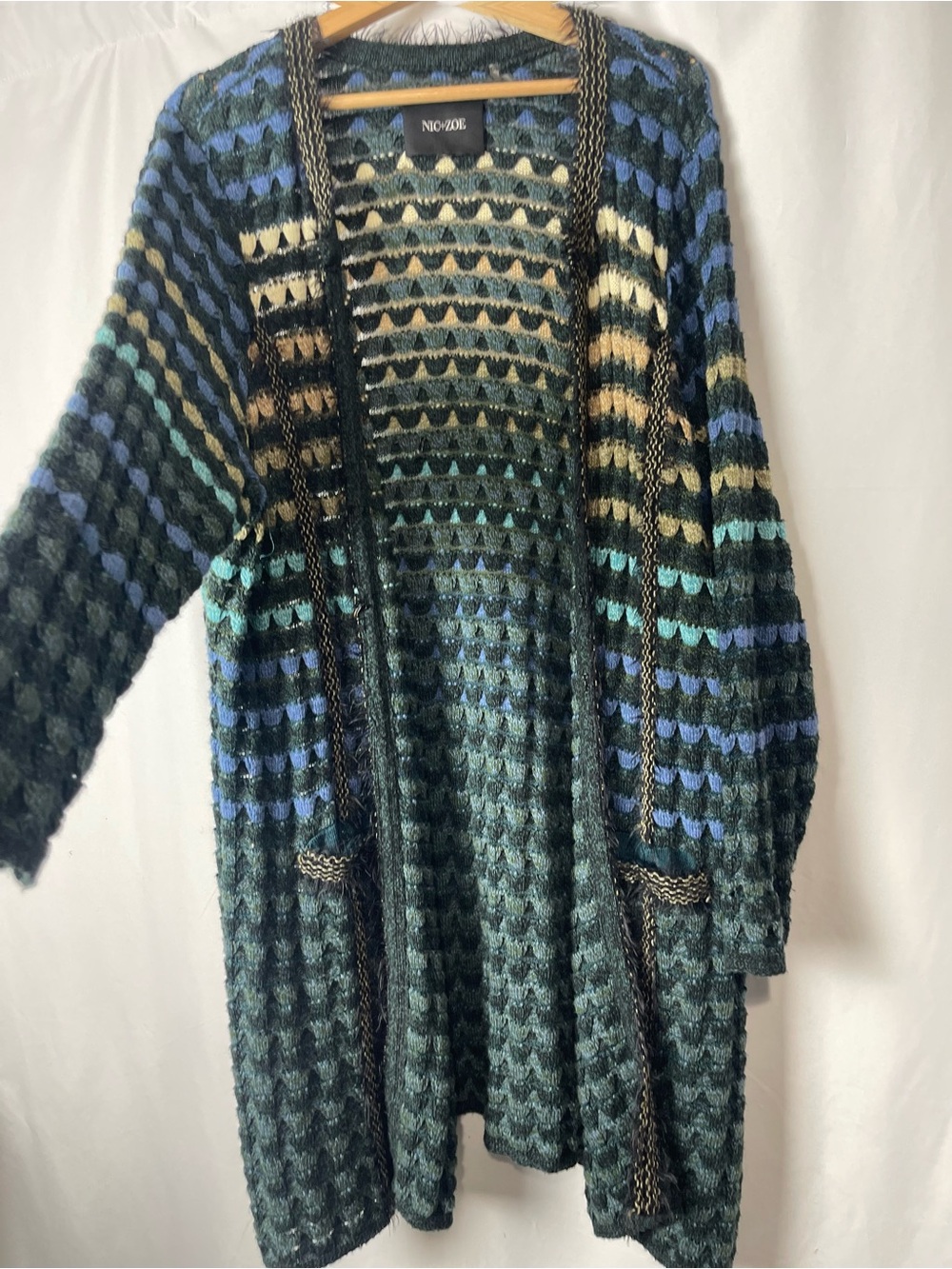 NIC + ZOE Ombre Gradient Eyelash Knit Long Duster Cardigan Sweater Jacket